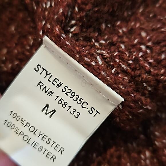 NWT Pink Clover Open Front Textured Burgundy Cardigan Sweater Sz Medium - Picture 10 of 12